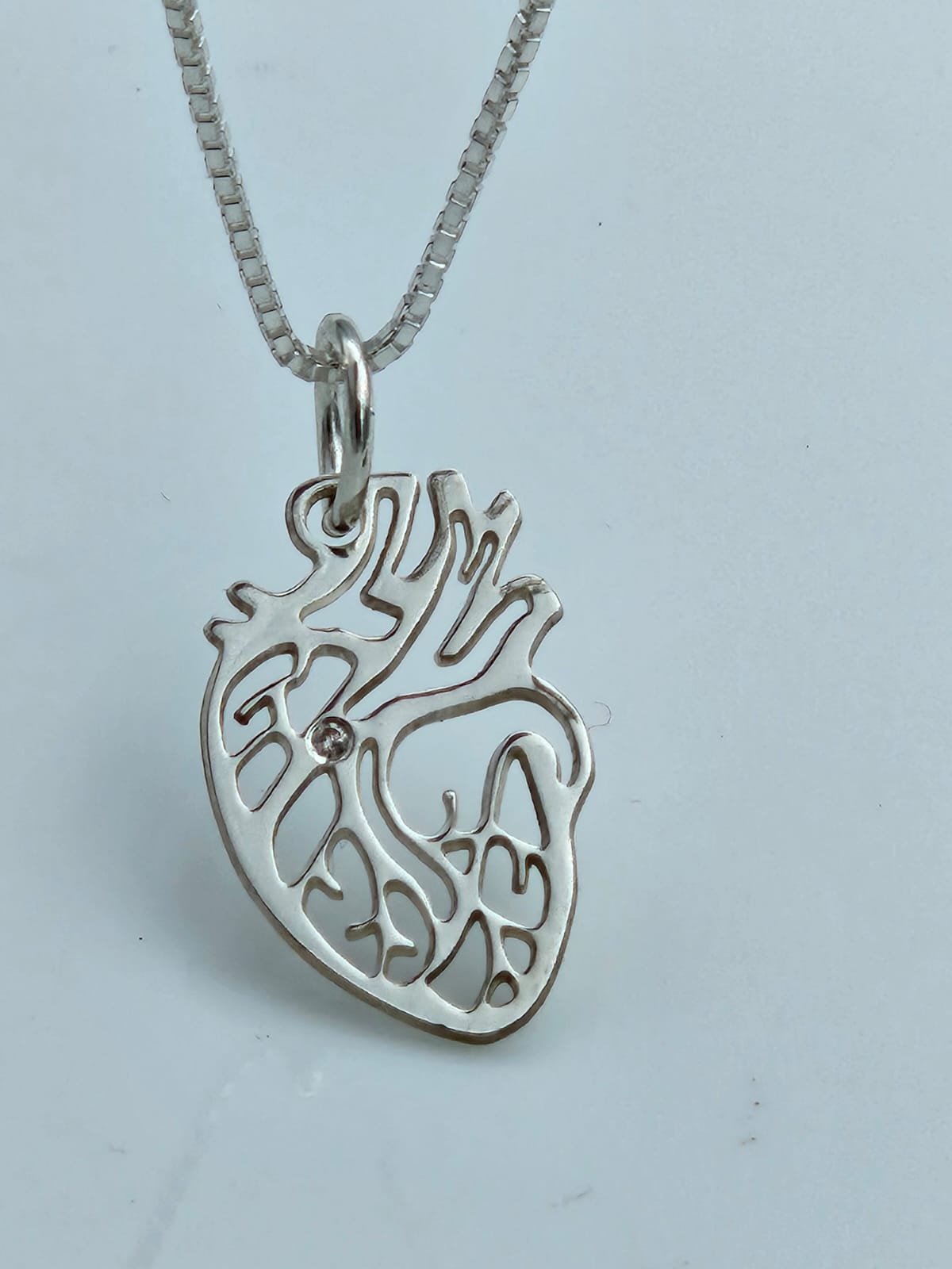 Sterling Silver Anatomical Heart Pendant