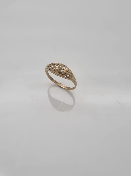 טבעת תחרה עדינה מזהב 14 קראט