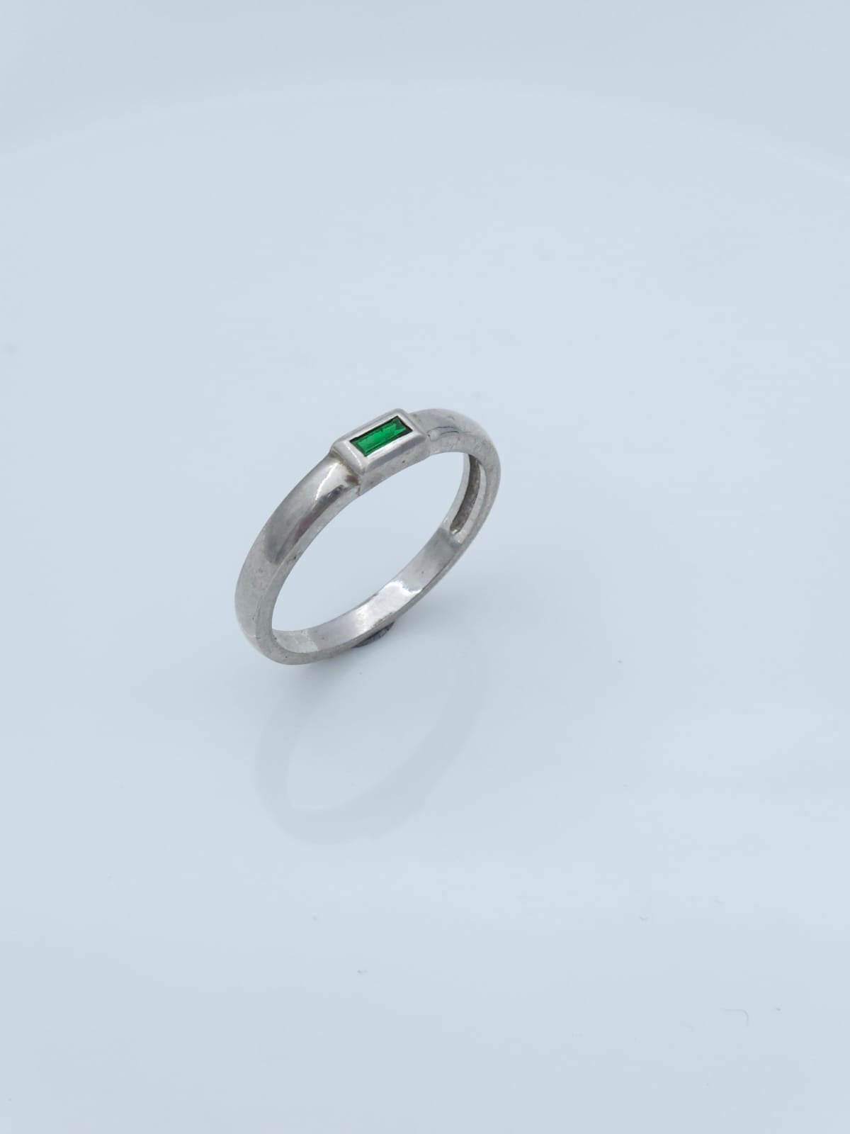 14K White Gold Ring Set with a Lab-Created Emerald