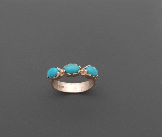 טבעת זהב 14 קראט משובצת טורקיז