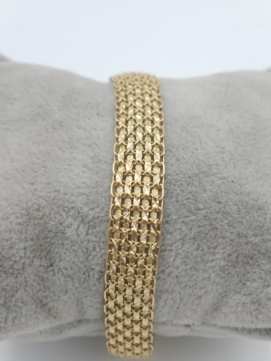 צמיד זהב 14 קראט בסגנון סרוג עם סגירת ביטחון