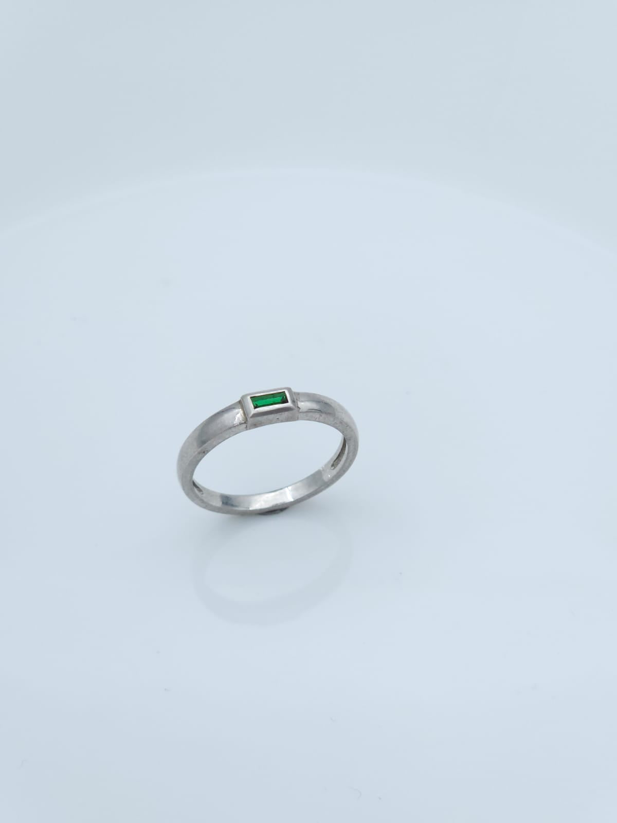 14K White Gold Ring Set with a Lab-Created Emerald
