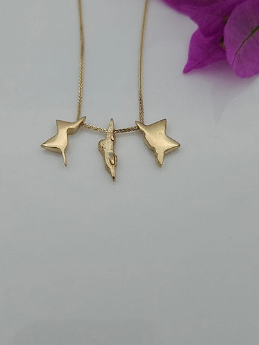 מגן דוד ומפת ישראל שלושה חלקים זהב 14 קראט