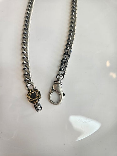Silver Star of David Bracelet with 14K Gold Accents