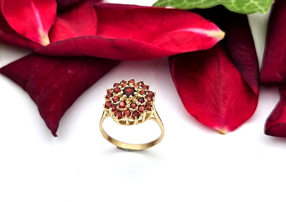 14K Gold Ring Set with Garnet Stones