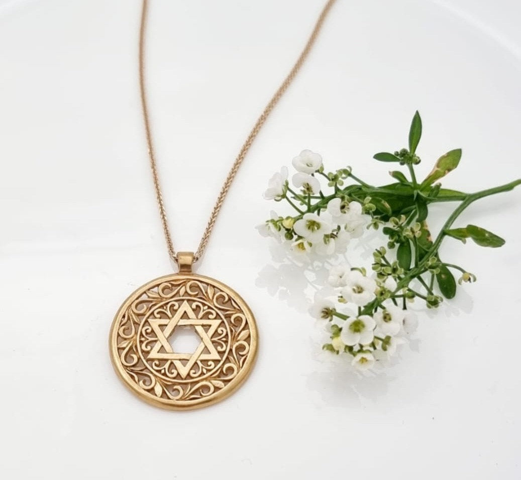 14K Gold Star of David Pendant