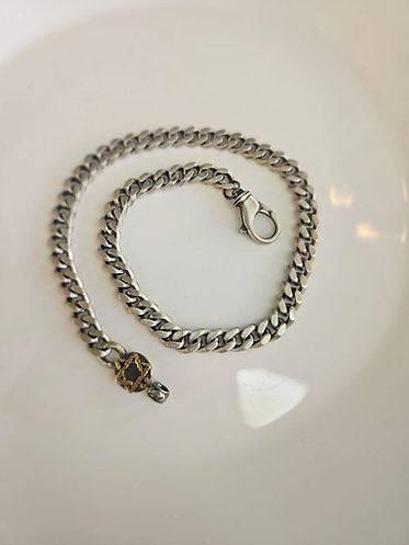 Silver Star of David Bracelet with 14K Gold Accents
