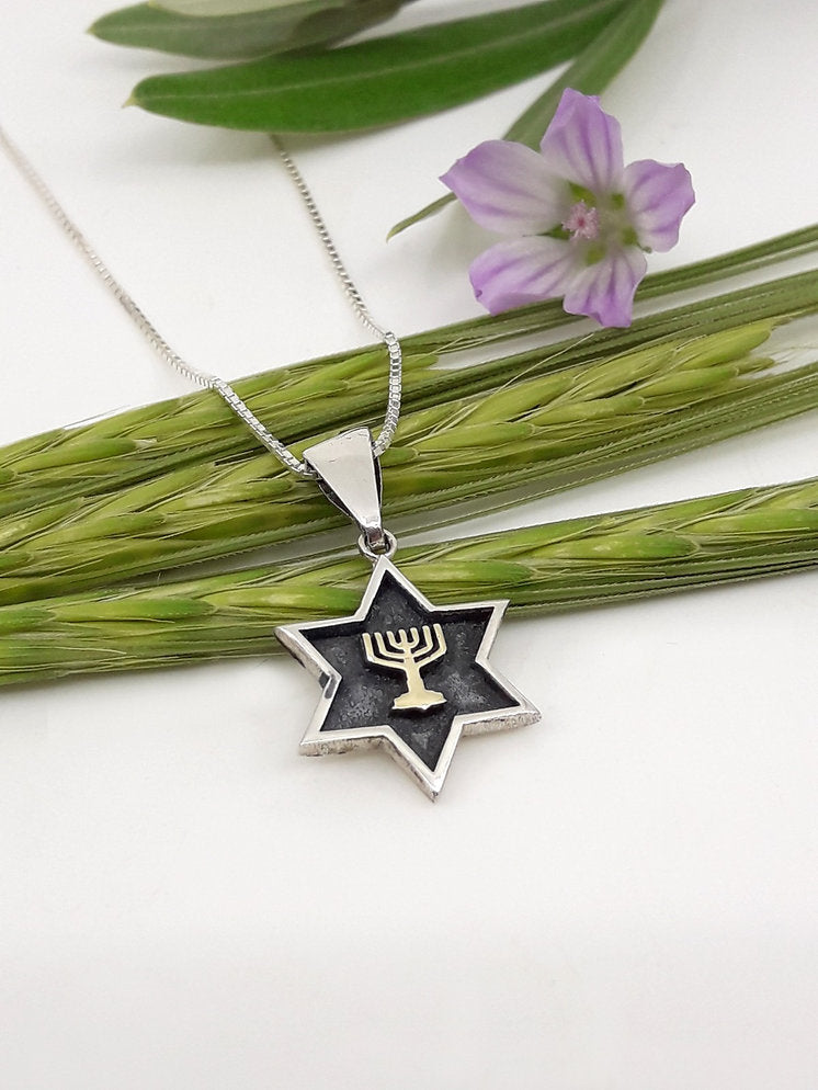 Star of David and Menorah, Silver and Gold