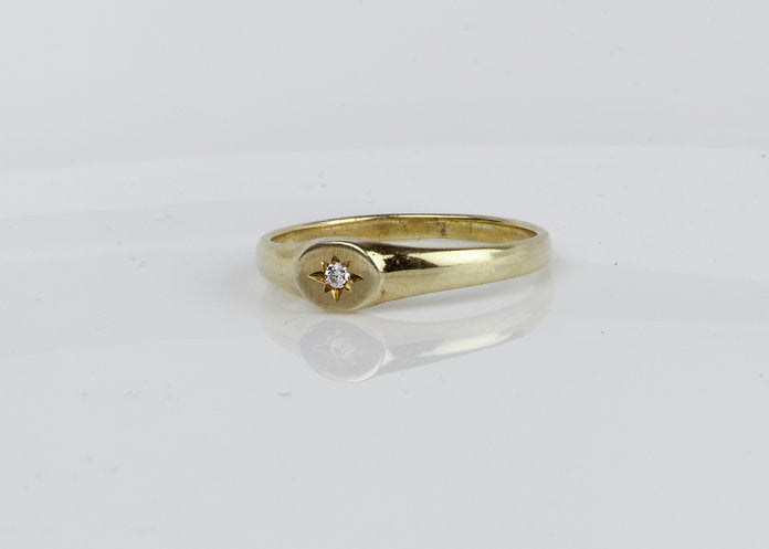 14K Gold Pearl and Diamond Ring