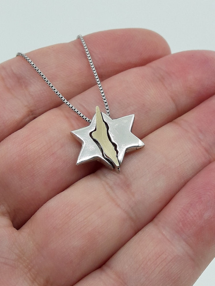 Star of David and Map of Israel Pendant – Three Parts, Silver and Gold