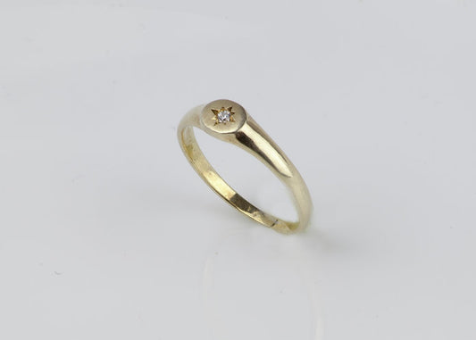 14K Gold Pearl and Diamond Ring