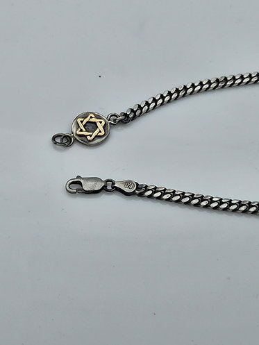 Silver Star of David Bracelet with 14K Gold