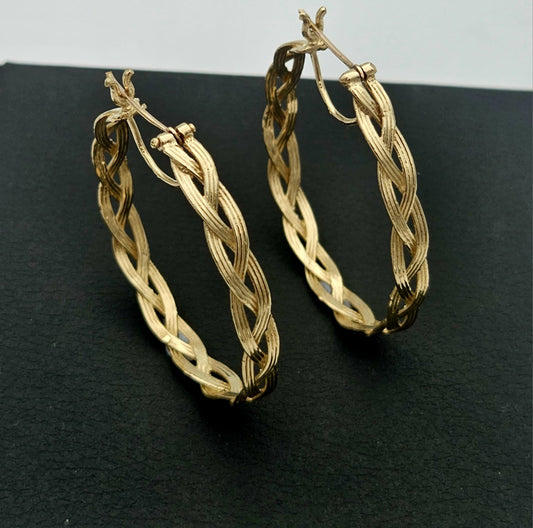 Large Braided Hoop Earrings in 14k Gold | ROEI EVGI