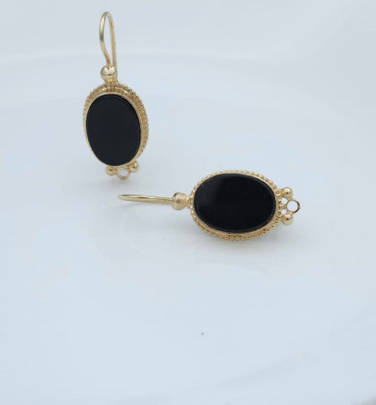 Elegant Black Onyx Earrings with Delicate Accents