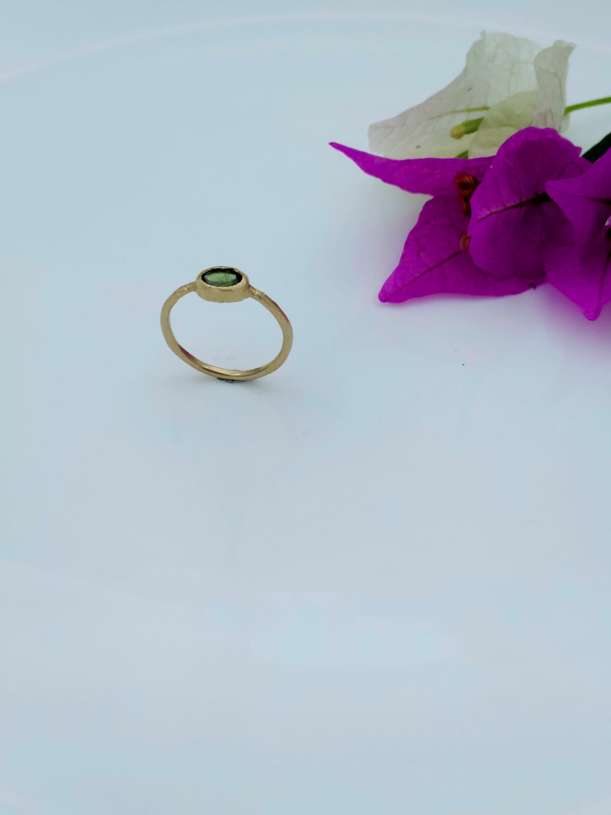 14K Gold Ring Set with Green Tourmaline