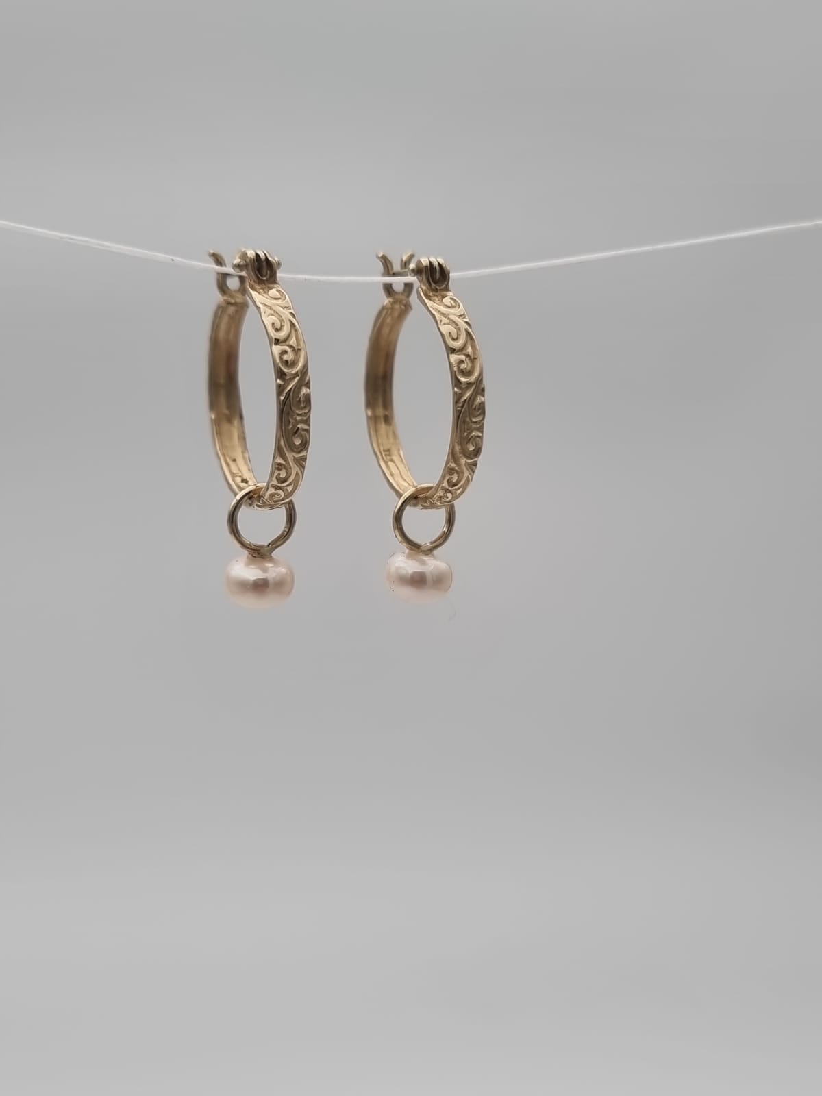 Moroccan-Style Hoop Earrings with Pearl