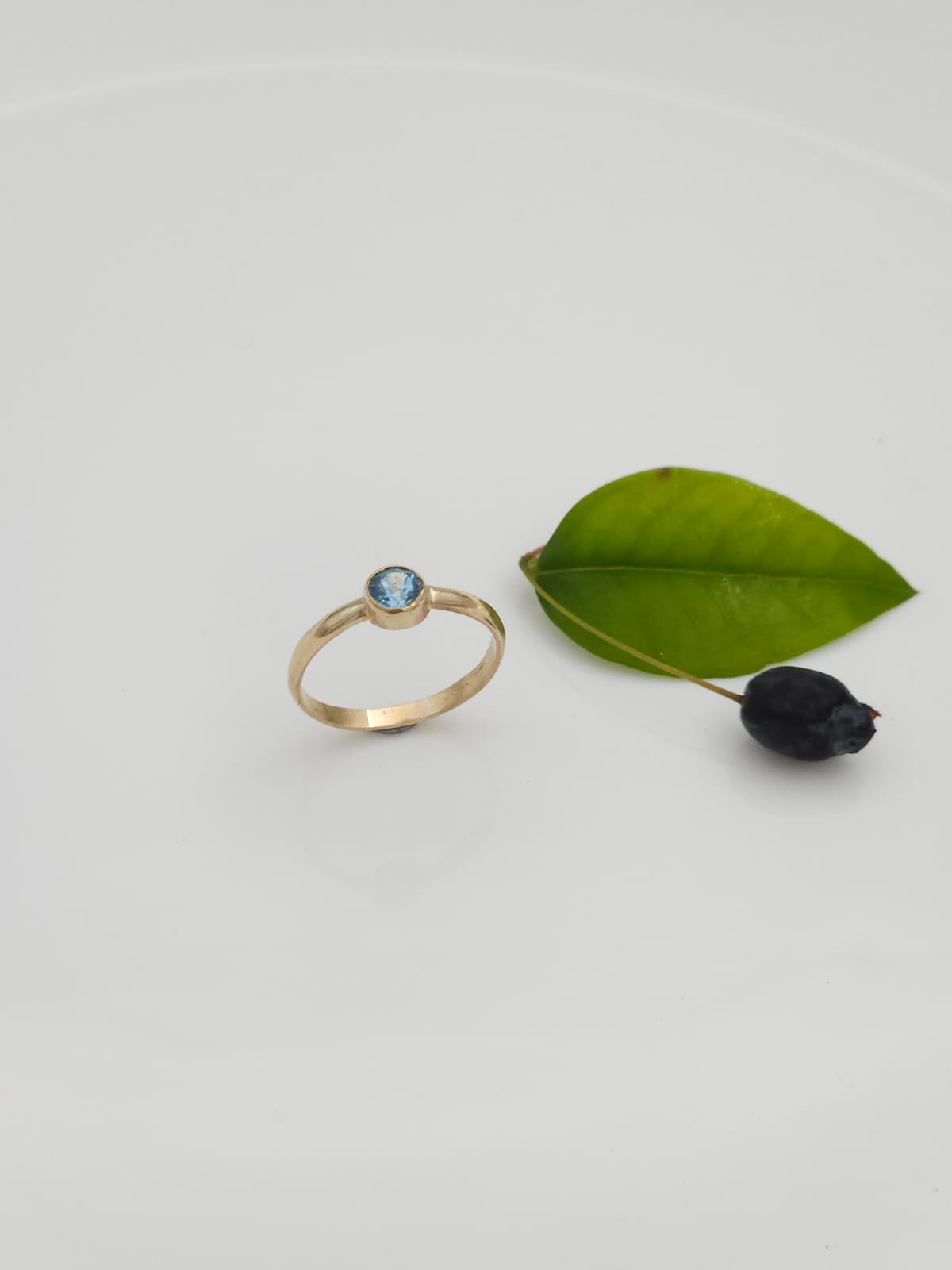 14K Gold Ring Set with Blue Topaz