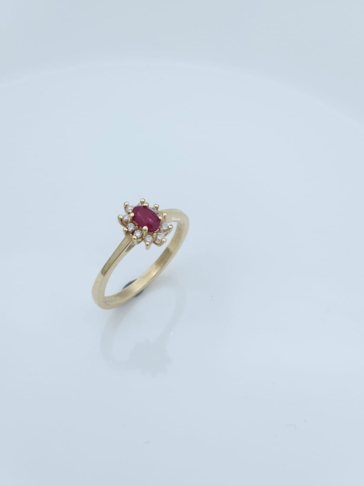 14K Gold Diana-Style Ring Set with Ruby and Diamonds