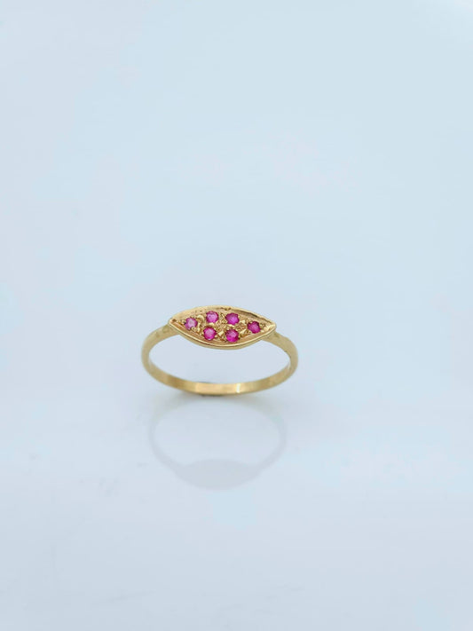 14K Gold Ring Set with Ruby Stones