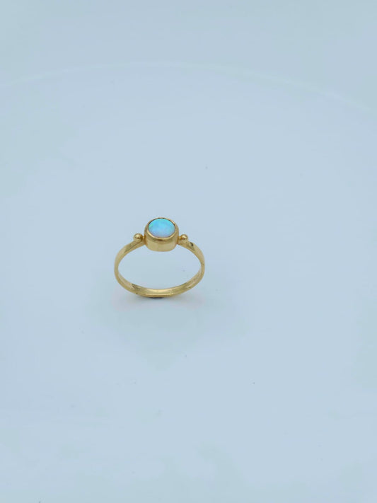 14K Gold Ring Set with White Opal