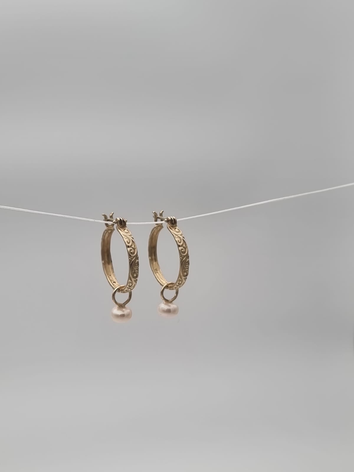 Moroccan-Style Hoop Earrings with Pearl