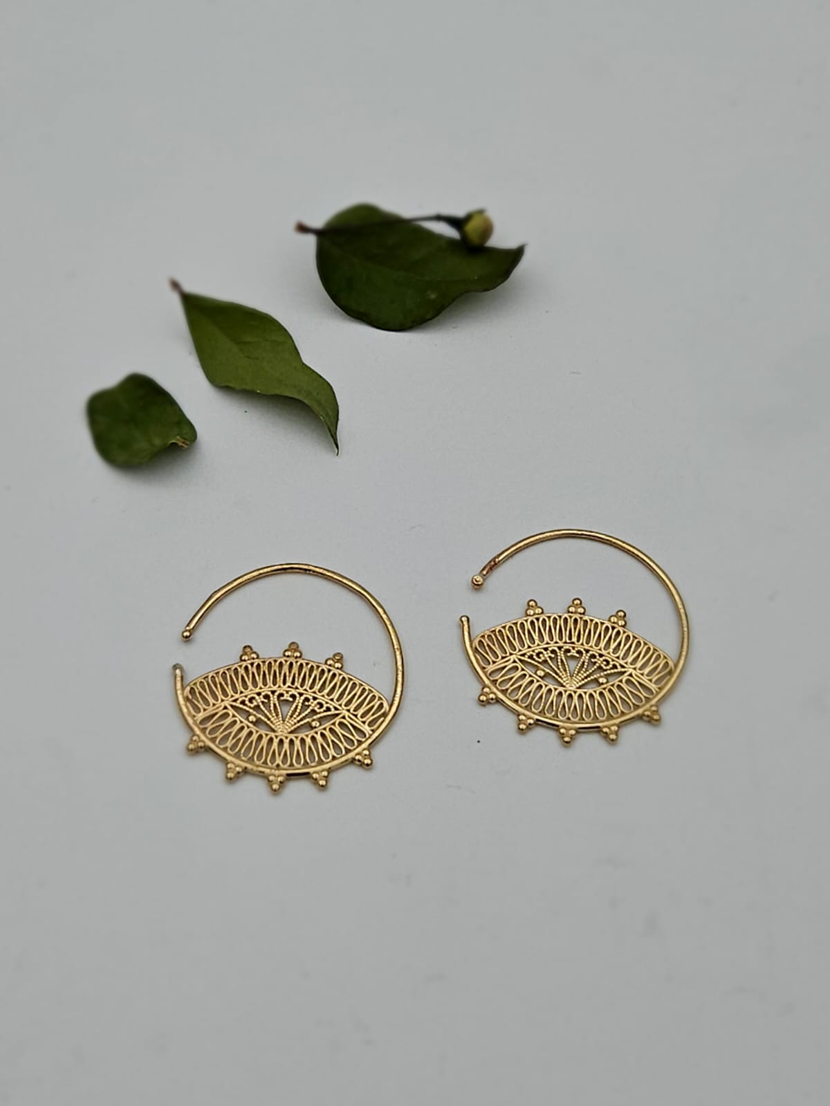 14K Gold Lace Earrings in Antique Style