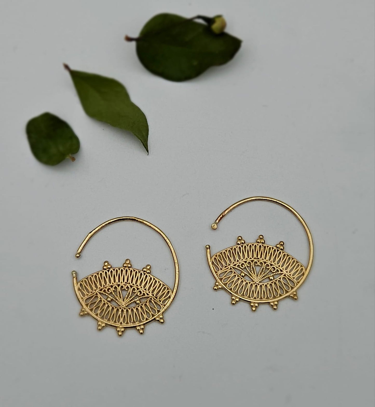 14K Gold Lace Earrings in Antique Style