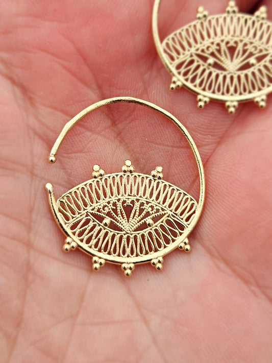 14K Gold Lace Earrings in Antique Style