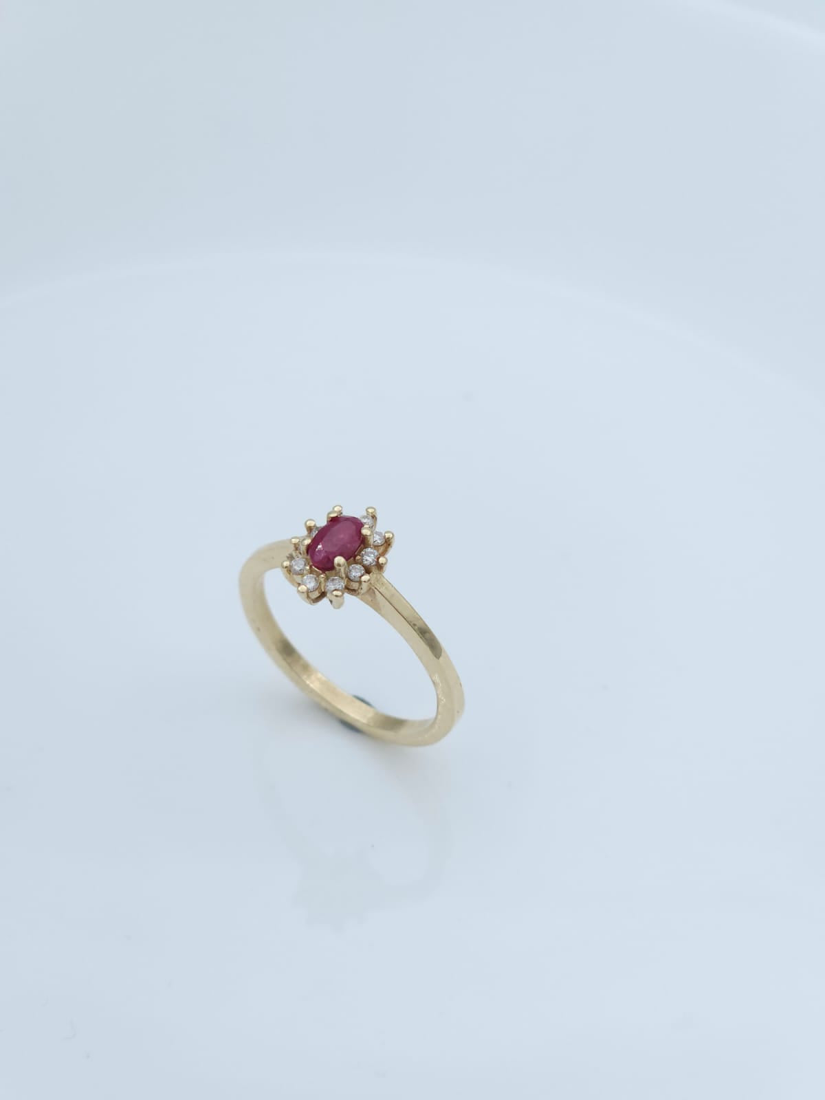 14K Gold Diana-Style Ring Set with Ruby and Diamonds