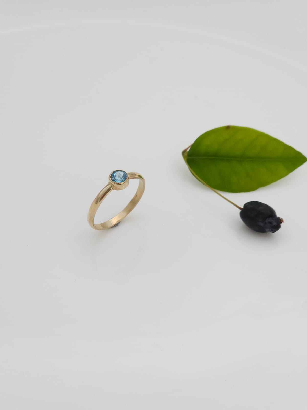 14K Gold Ring Set with Blue Topaz