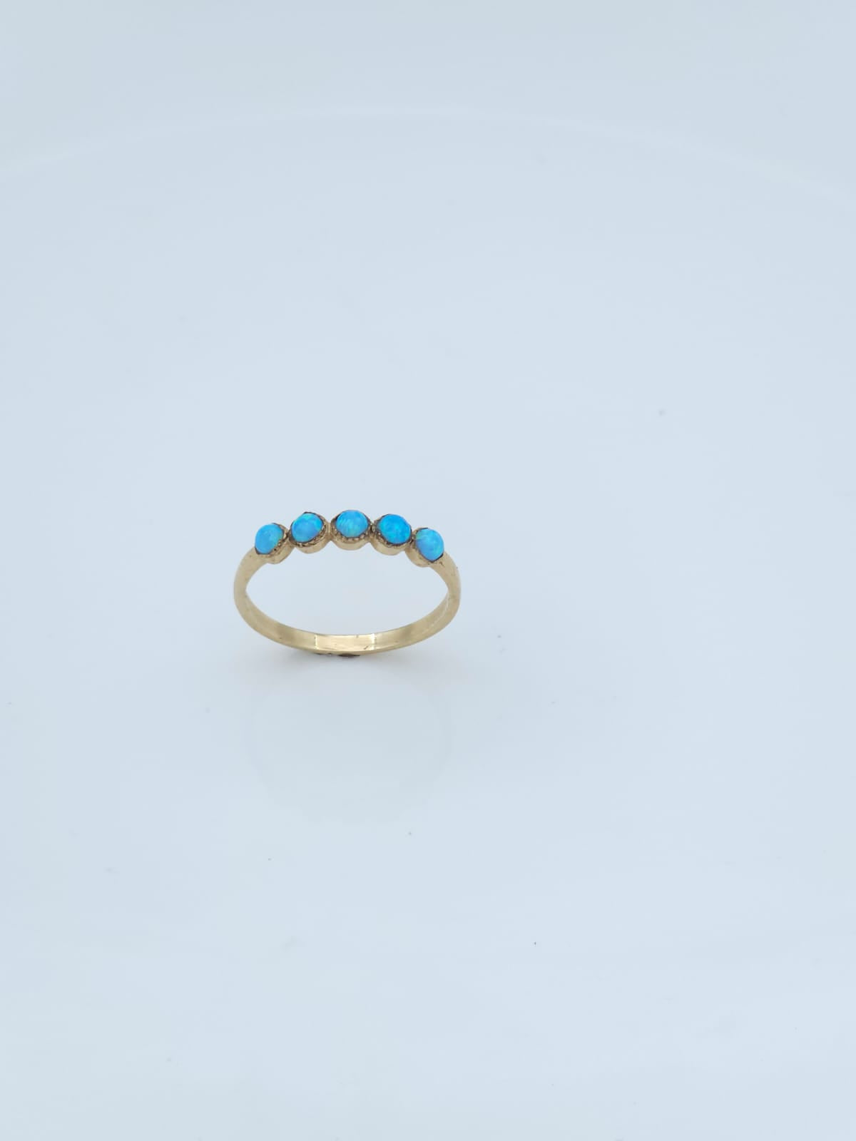 14K Gold Ring Set with Blue Opal Stones