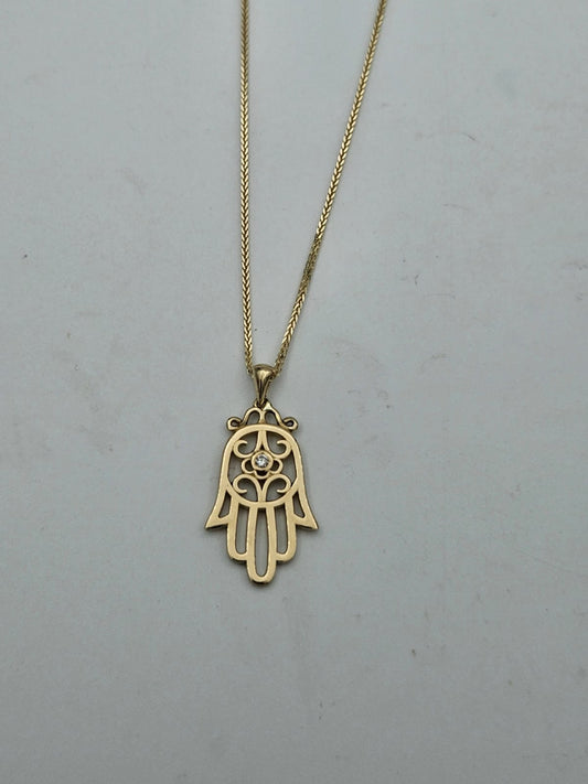 חמסה זהב 14 קראט משובצת יהלום