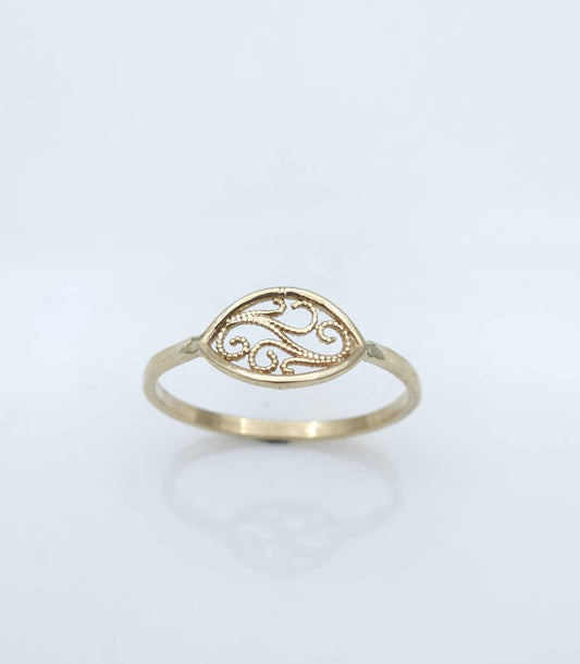 14K Gold Lace Signet Ring