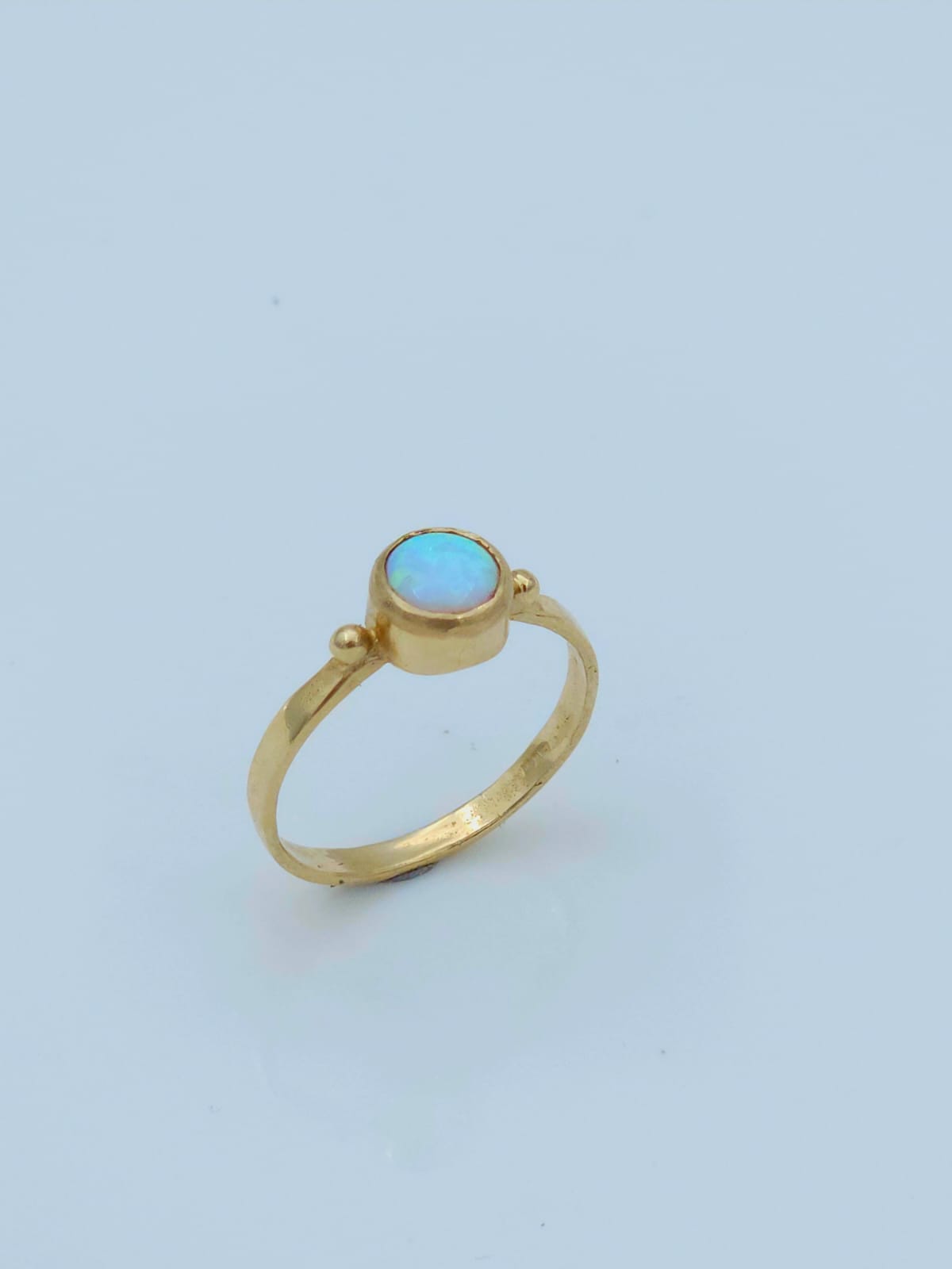 14K Gold Ring Set with White Opal