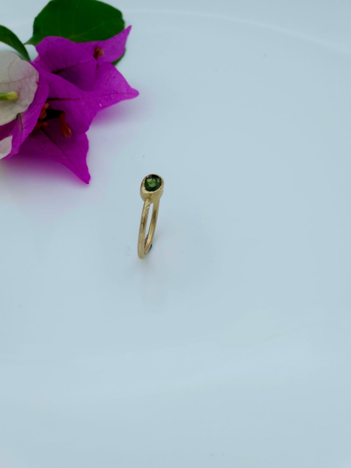 14K Gold Ring Set with Green Tourmaline