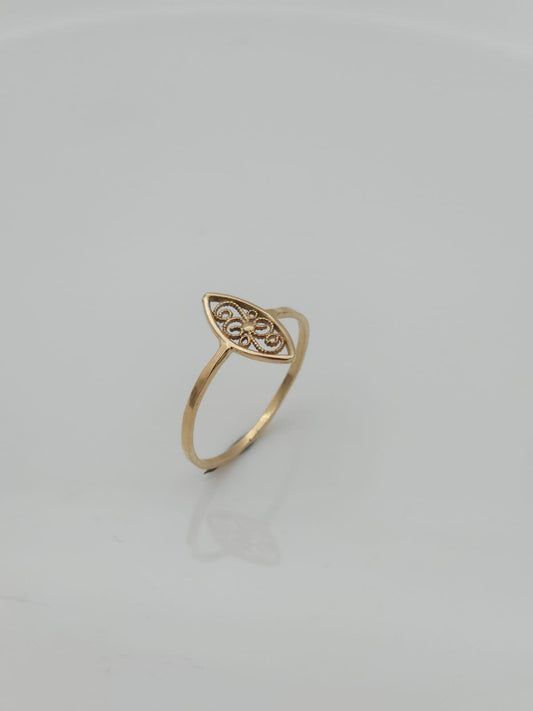 14K Gold Filigree Signet Ring