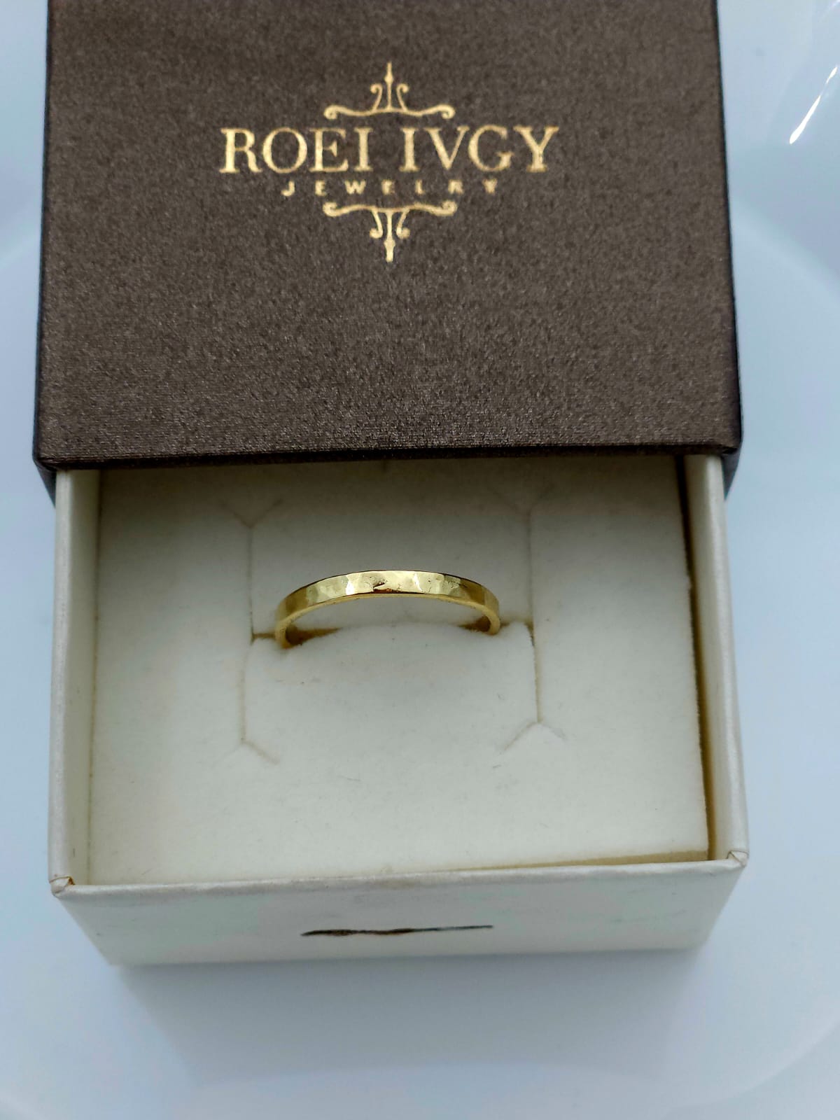 14K Gold Delicate Hammered Ring