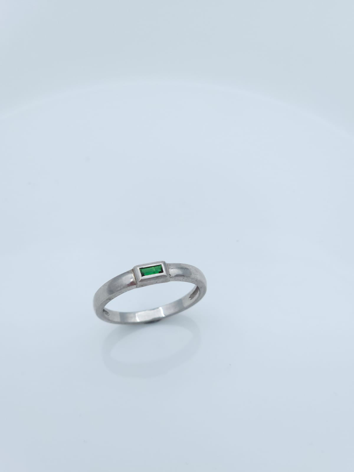 14K White Gold Ring Set with a Lab-Created Emerald