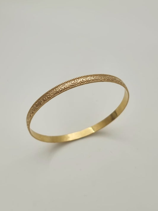 צמיד קשיח מרוקאי מעוטר מזהב 14 קראט