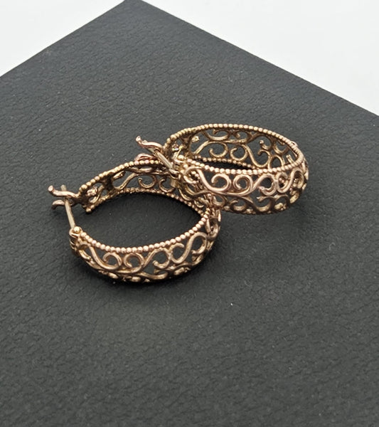 14K Rose Gold Lace Earrings