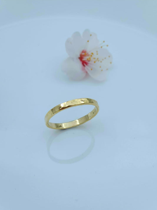 14K Gold Delicate Hammered Ring