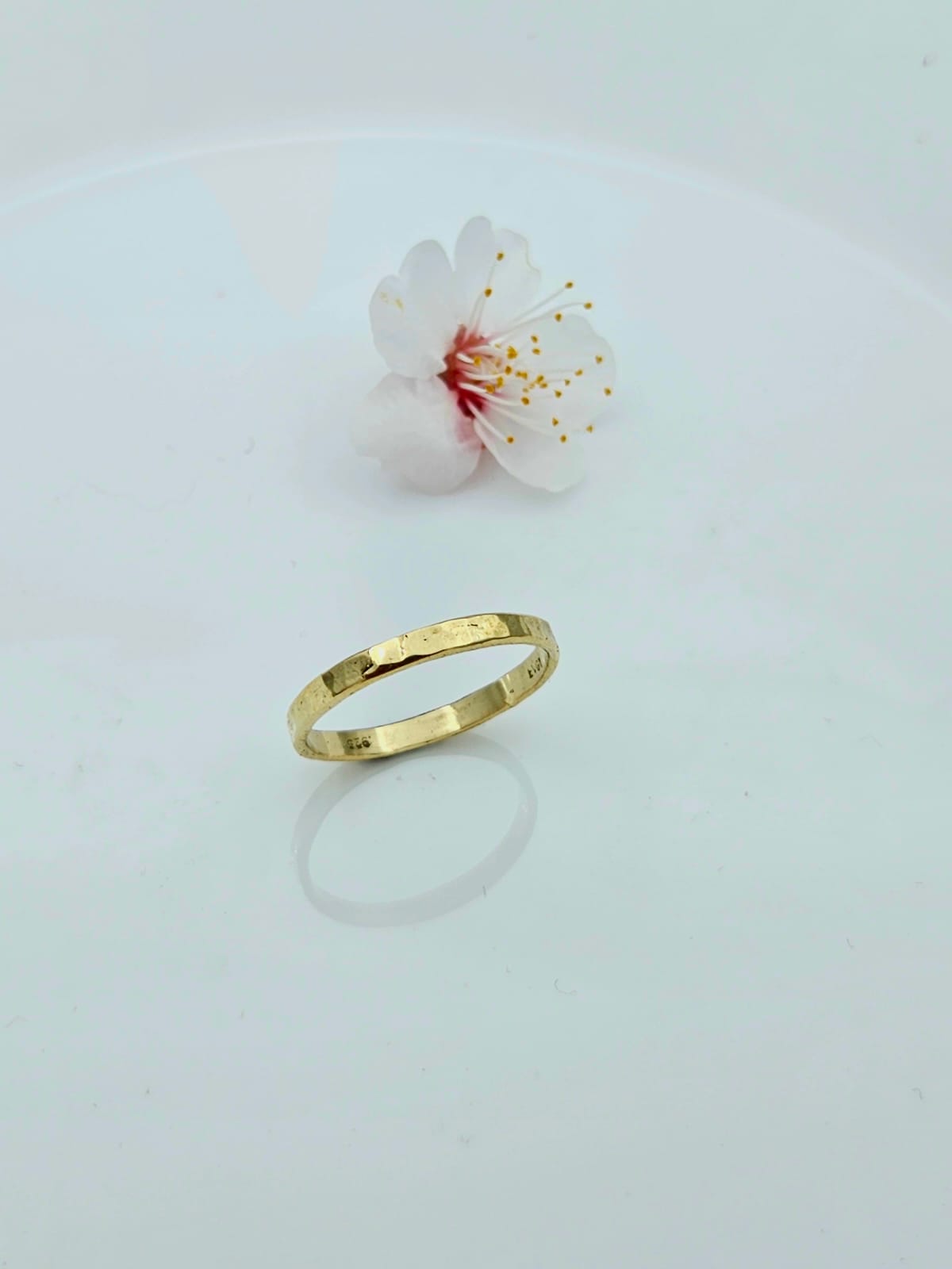14K Gold Delicate Hammered Ring