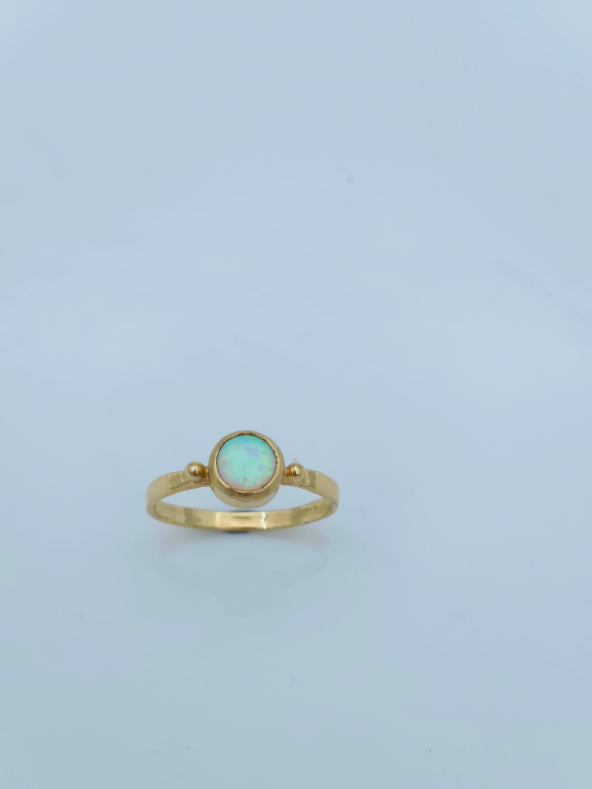14K Gold Ring Set with White Opal