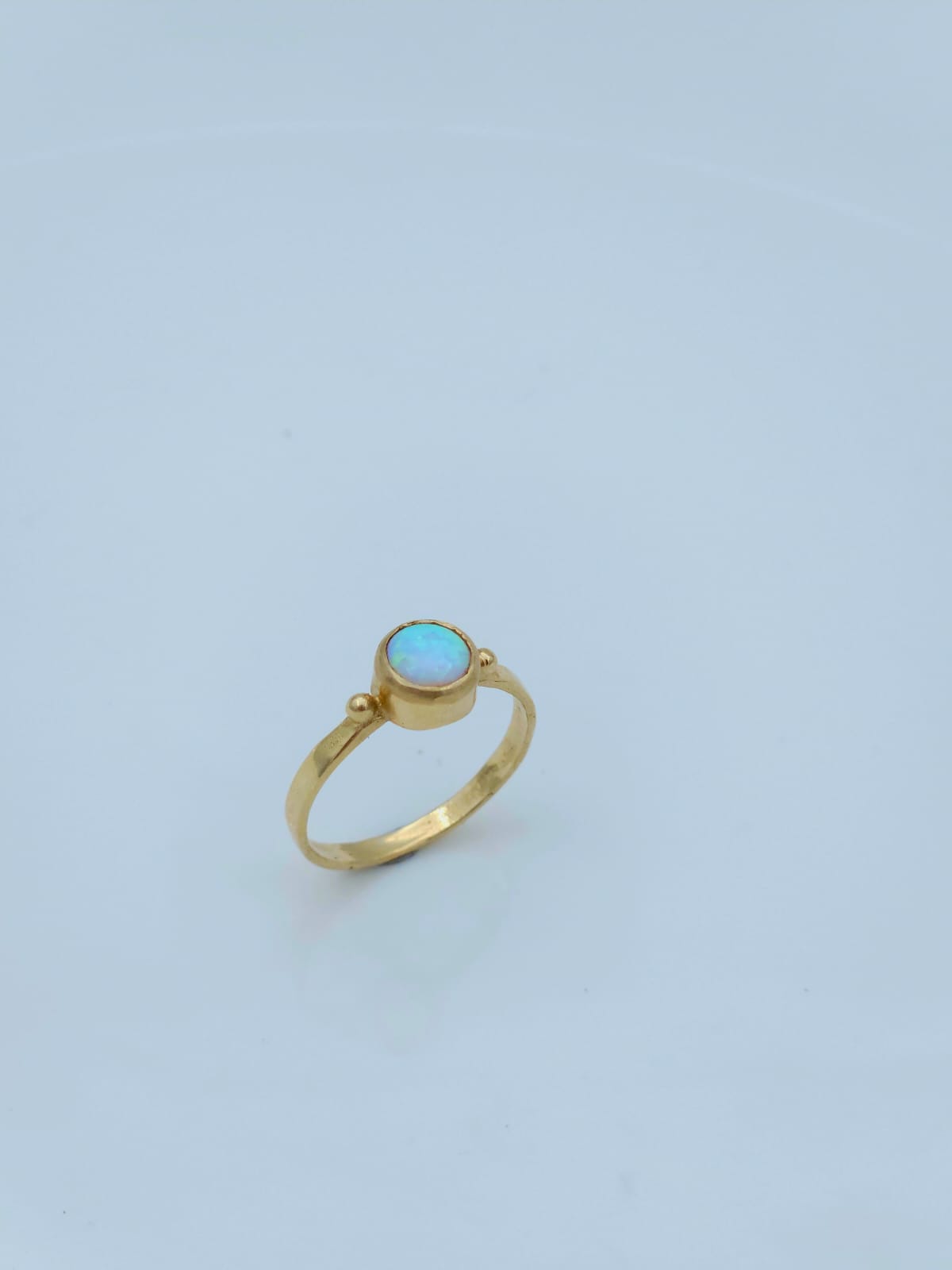 14K Gold Ring Set with White Opal