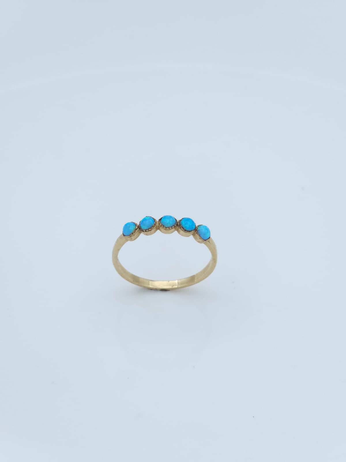 14K Gold Ring Set with Blue Opal Stones