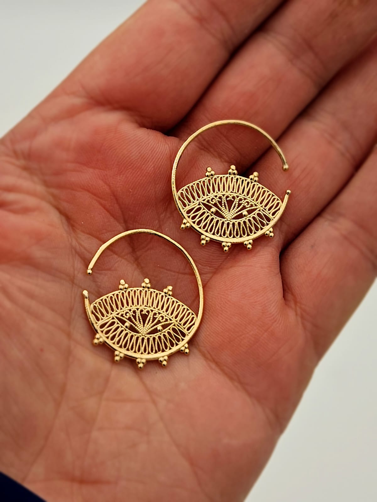 14K Gold Lace Earrings in Antique Style