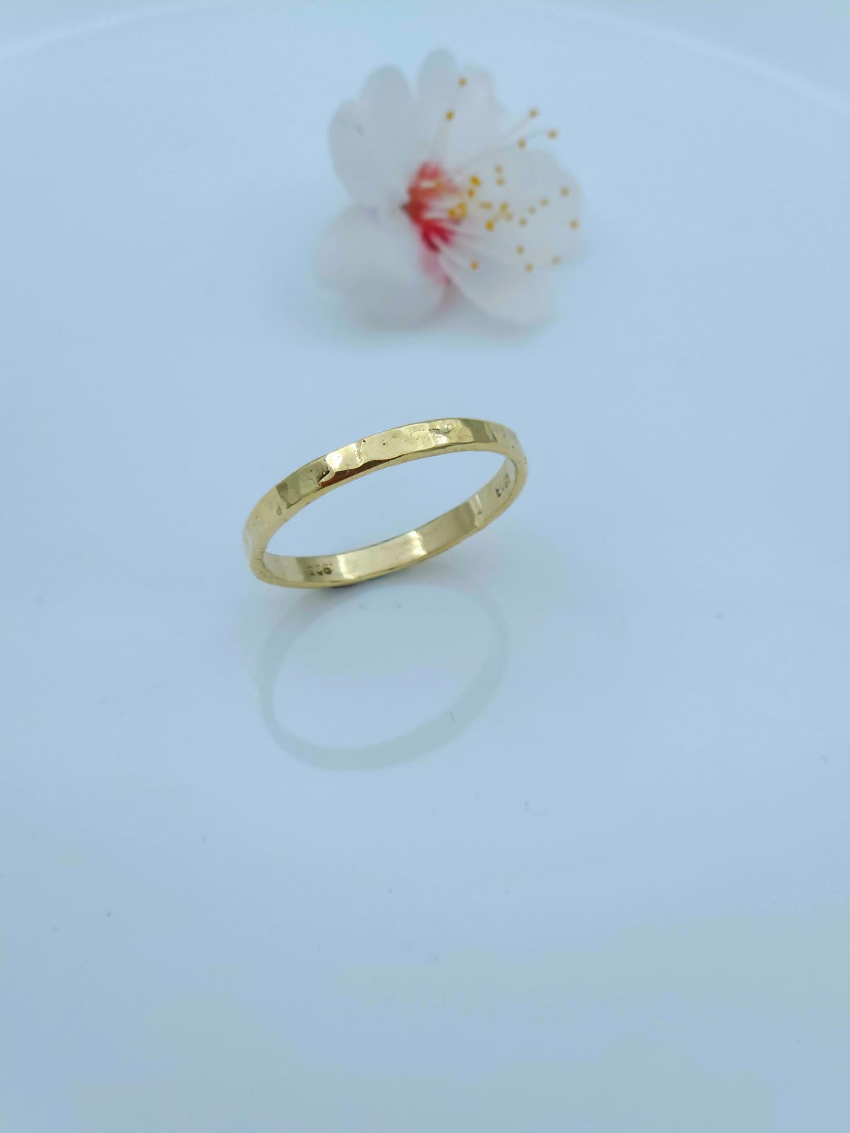 14K Gold Delicate Hammered Ring