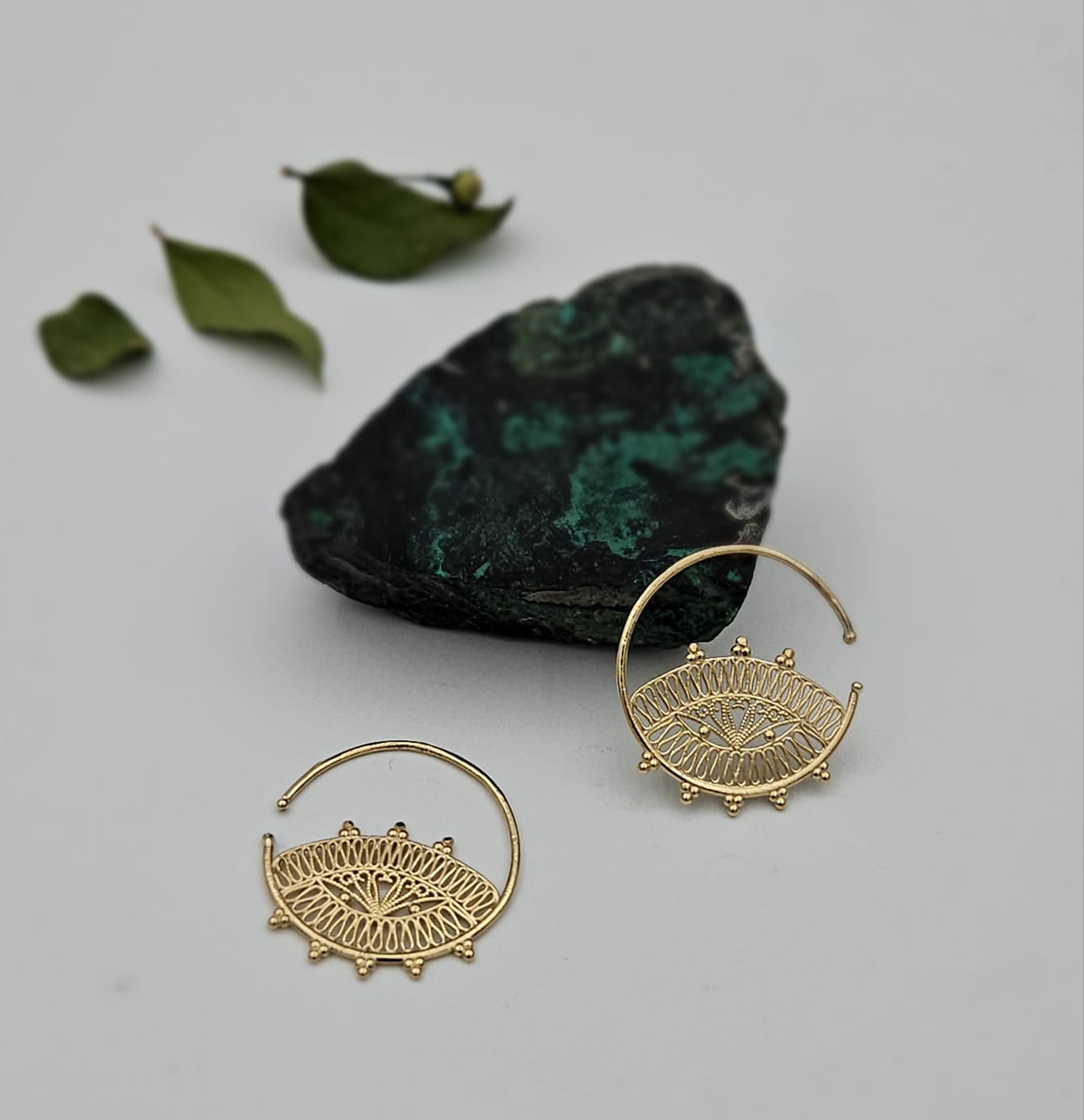 14K Gold Lace Earrings in Antique Style