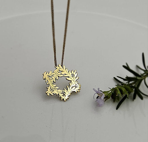 Gold Star of David with Olive Tree Branch, 14K