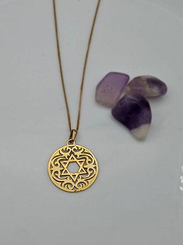 Ornate Star of David Pendant in 14K Gold